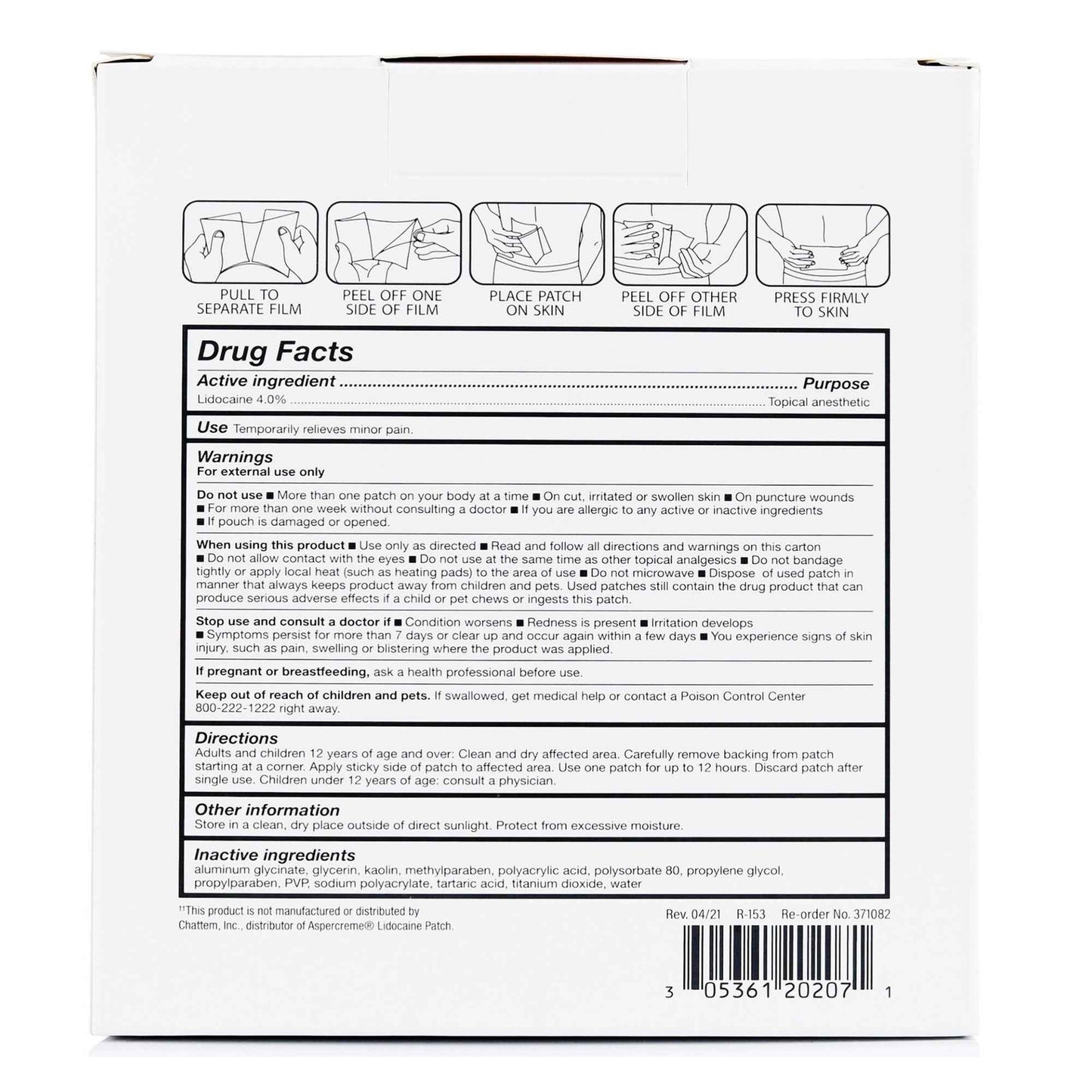 Topical Pain Relief Lidocaine Patch - 4% Strength