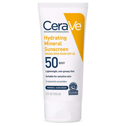 Sunscreen CeraVe® Hydrating Mineral Sunscreen SPF 50 Lotion 5 oz. Tube