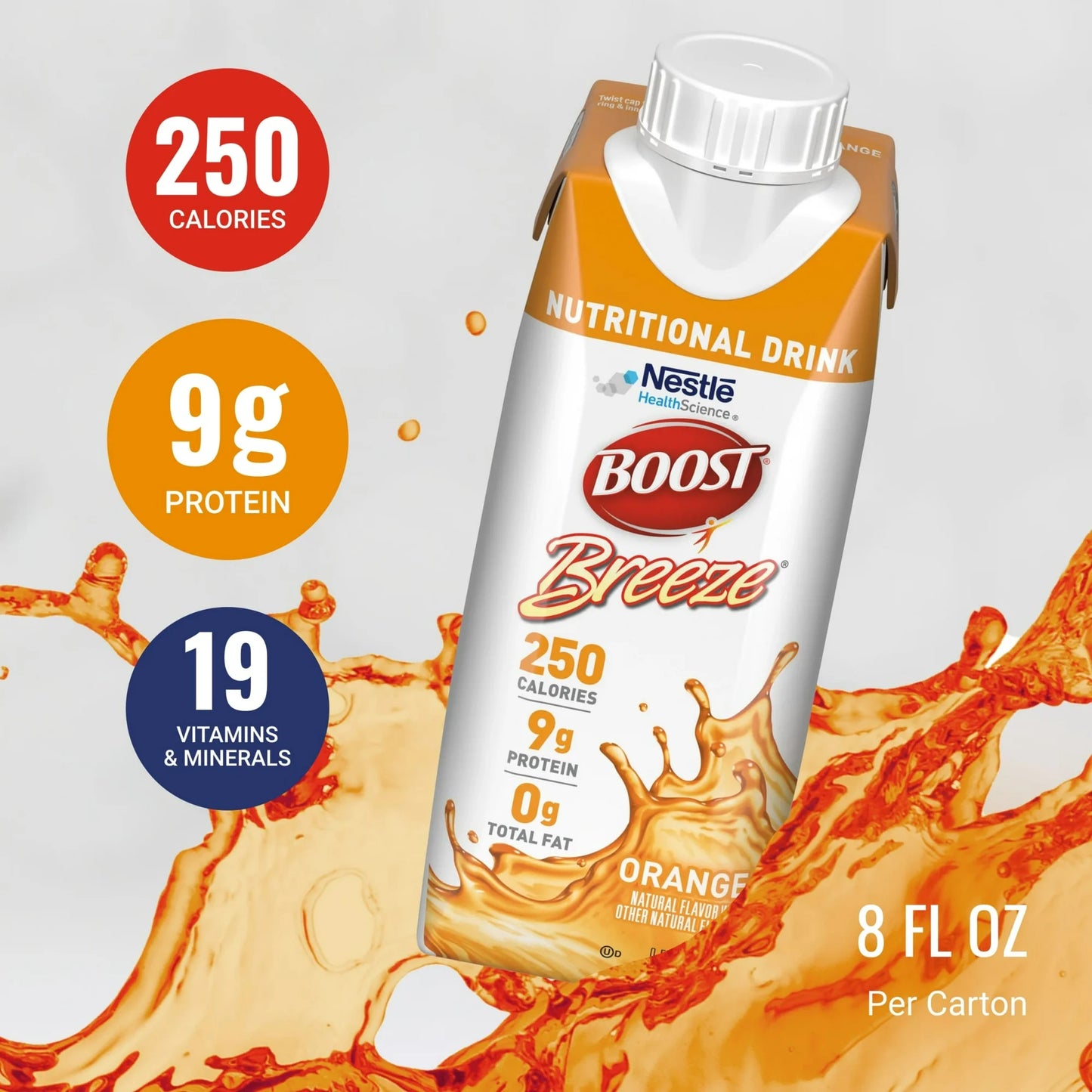 Oral Supplement Boost Breeze® Orange Flavor Liquid 8 oz. Carton