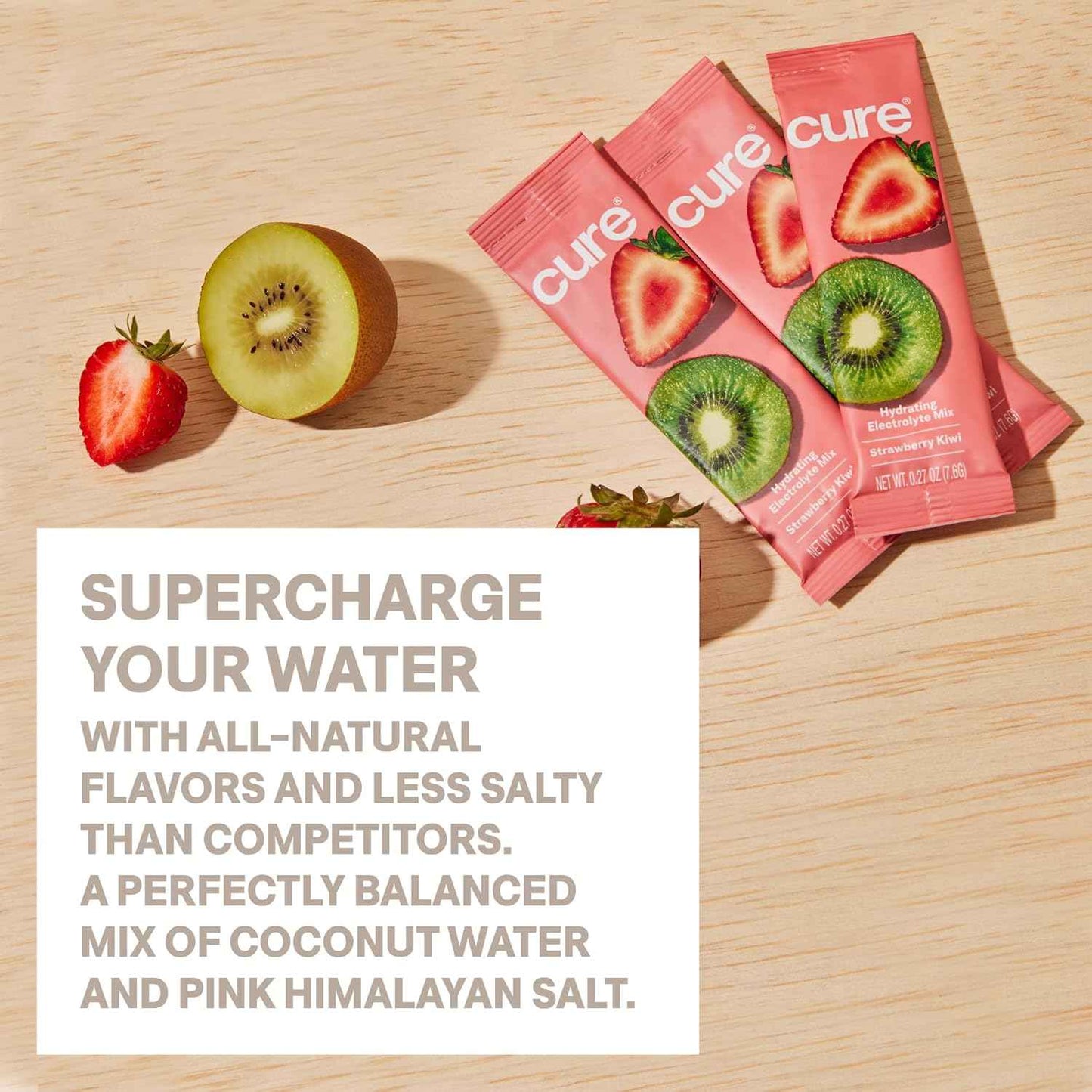 Oral Electrolyte Solution Cure® Strawberry Kiwi Flavor 7.6 Gram Electrolyte