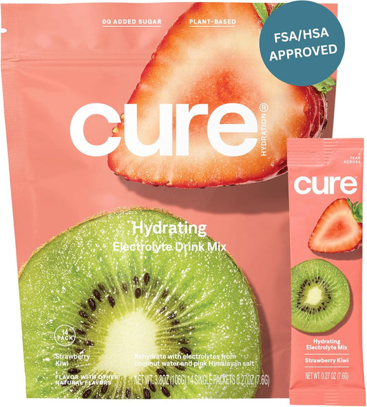 Oral Electrolyte Solution Cure® Strawberry Kiwi Flavor 7.6 Gram Electrolyte