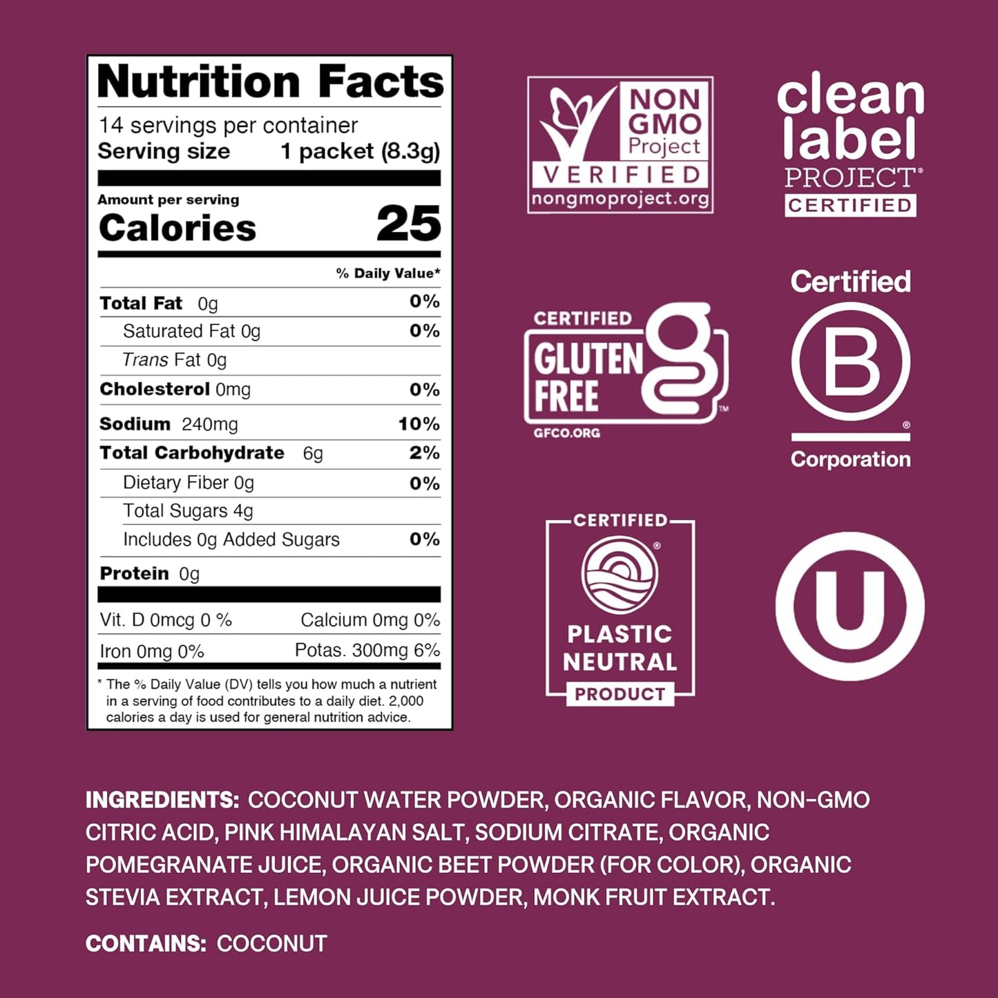 Oral Electrolyte Solution Cure® Berry Pomegranate 8.3 Gram Electrolyte