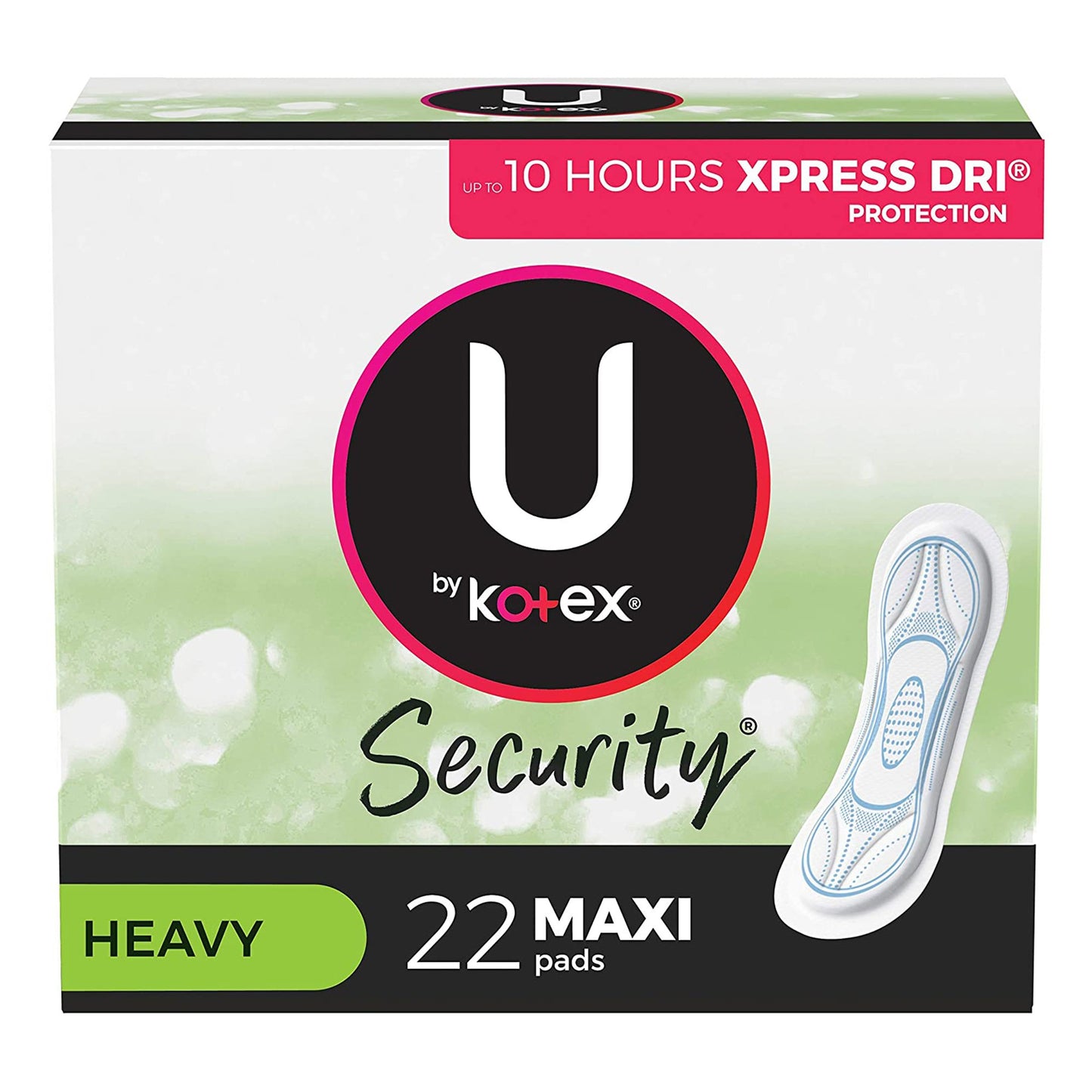 Feminine Pad U by Kotex® Security Maxi Super Absorbency PAD, MAXI KOTEX U SUPR LNG 22 (22/PK 8PK/CS)