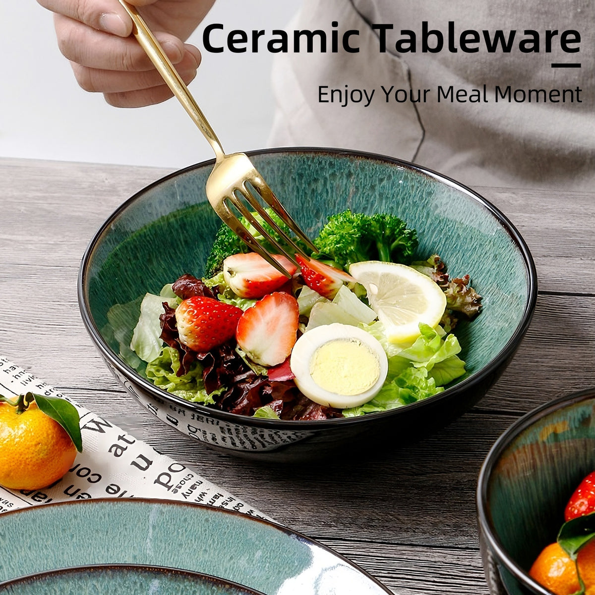 Creative Western Kiln Change Peacock Green Bowl 30oz - Elegant Home Essential