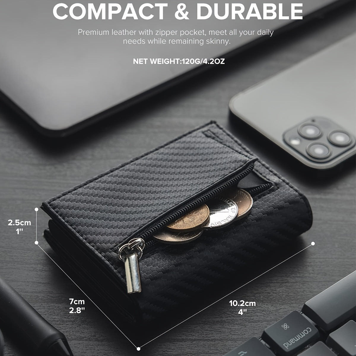 Men's Carbon Fiber Magnetic Card Clip - PU Leather RFID Card Holder