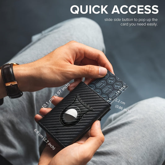 Men's Carbon Fiber Magnetic Card Clip - PU Leather RFID Card Holder