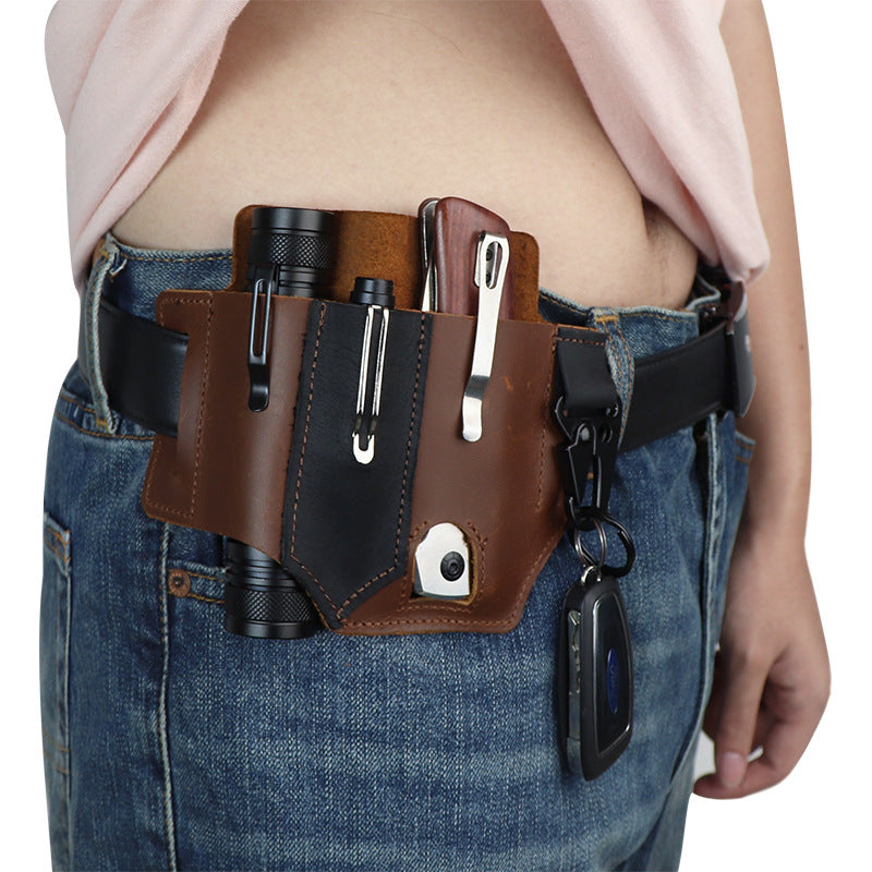 GEBWOLF Outdoor EDC Leather Multi-Function Tool & Knife Case