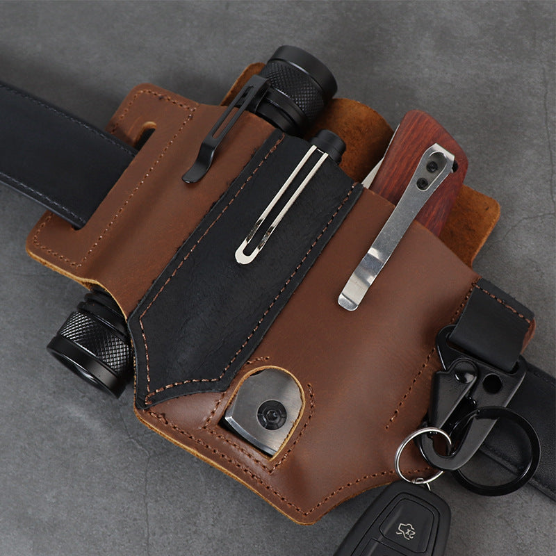 GEBWOLF Outdoor EDC Leather Multi-Function Tool & Knife Case