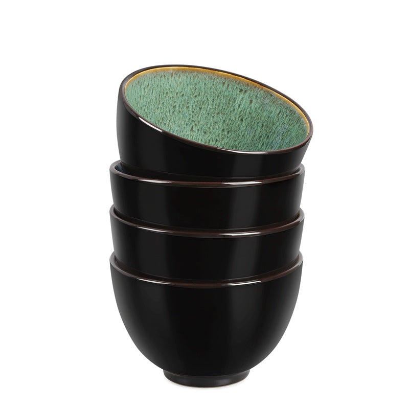 Creative Western Food  Kiln Change Peacock Green Bowl 24oz Bowl Set Of 4