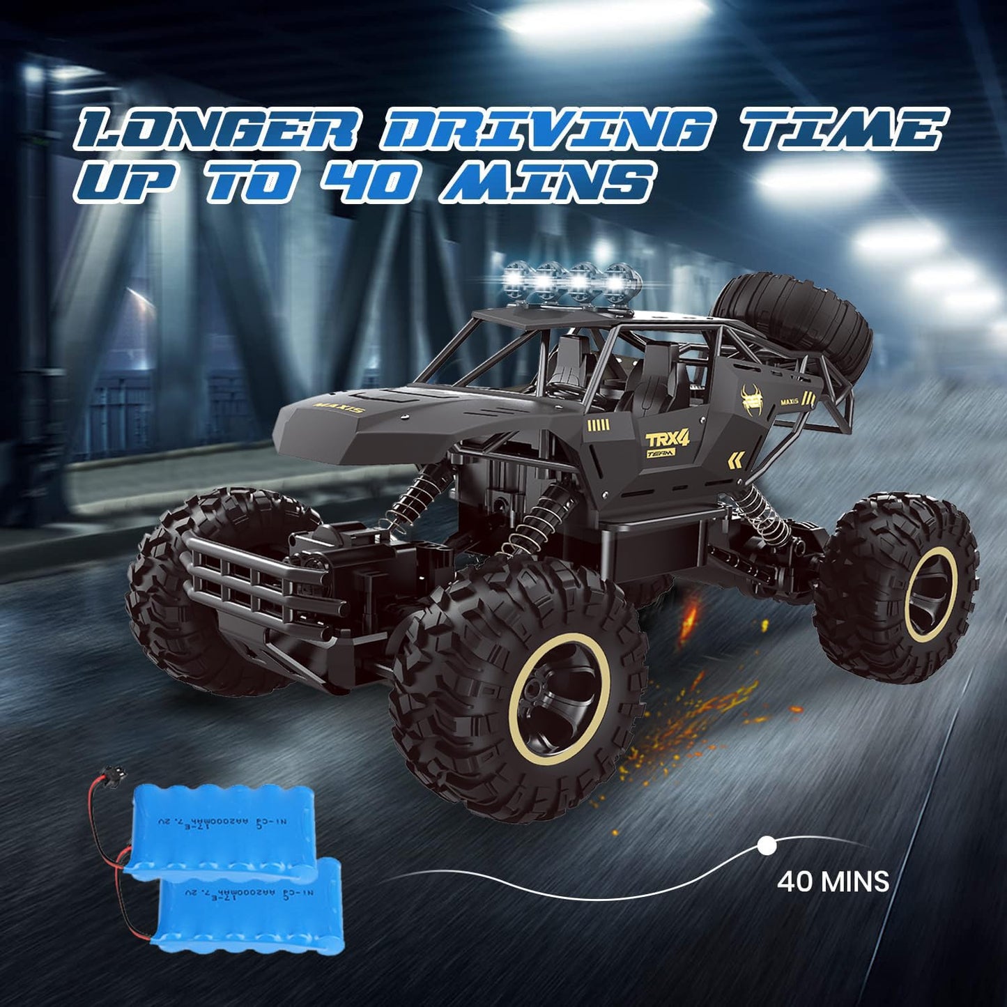Rc Car Rock Crawler Rechargeable Off Road Truck 4WD , Metal Shell LED Headlights
