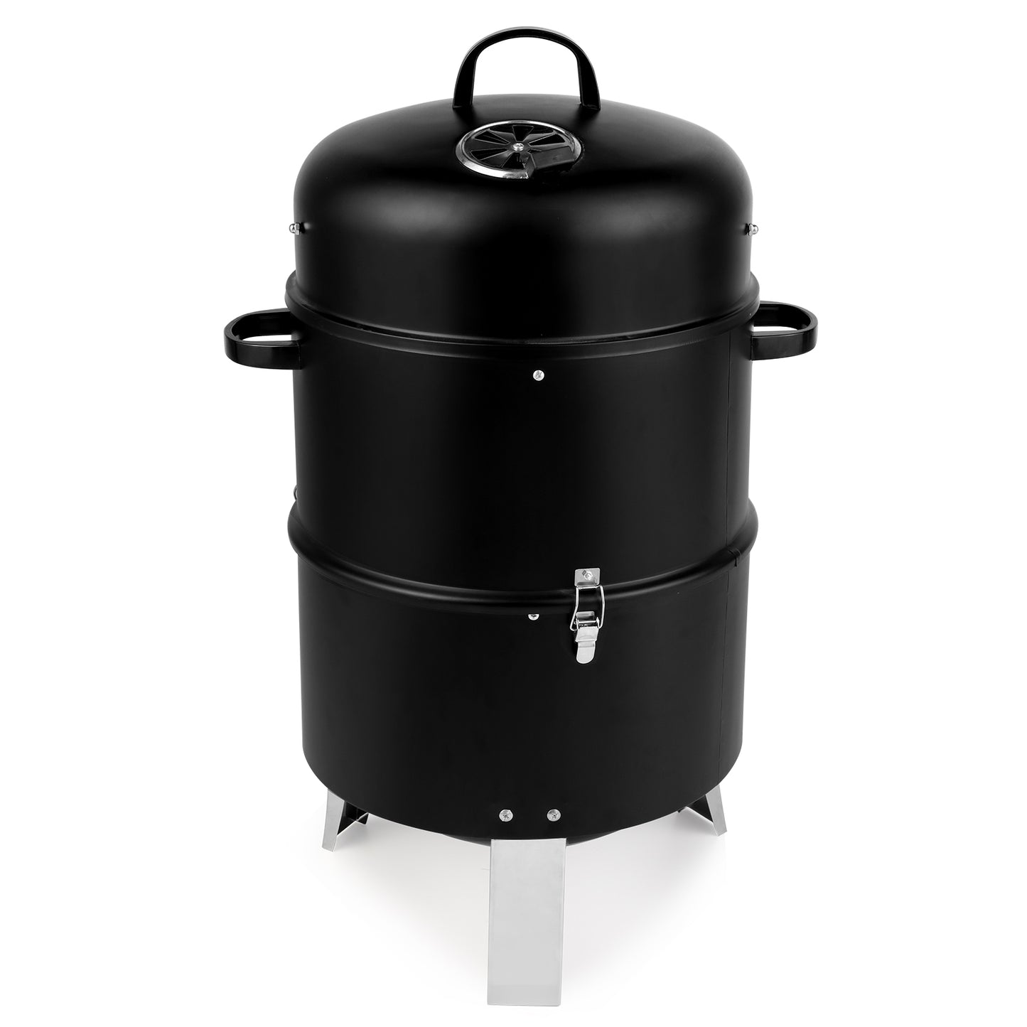 Black Charcoal Smoker Grill - Double-Walled Cylindrical BBQ Smoker 47x41.5x82cm