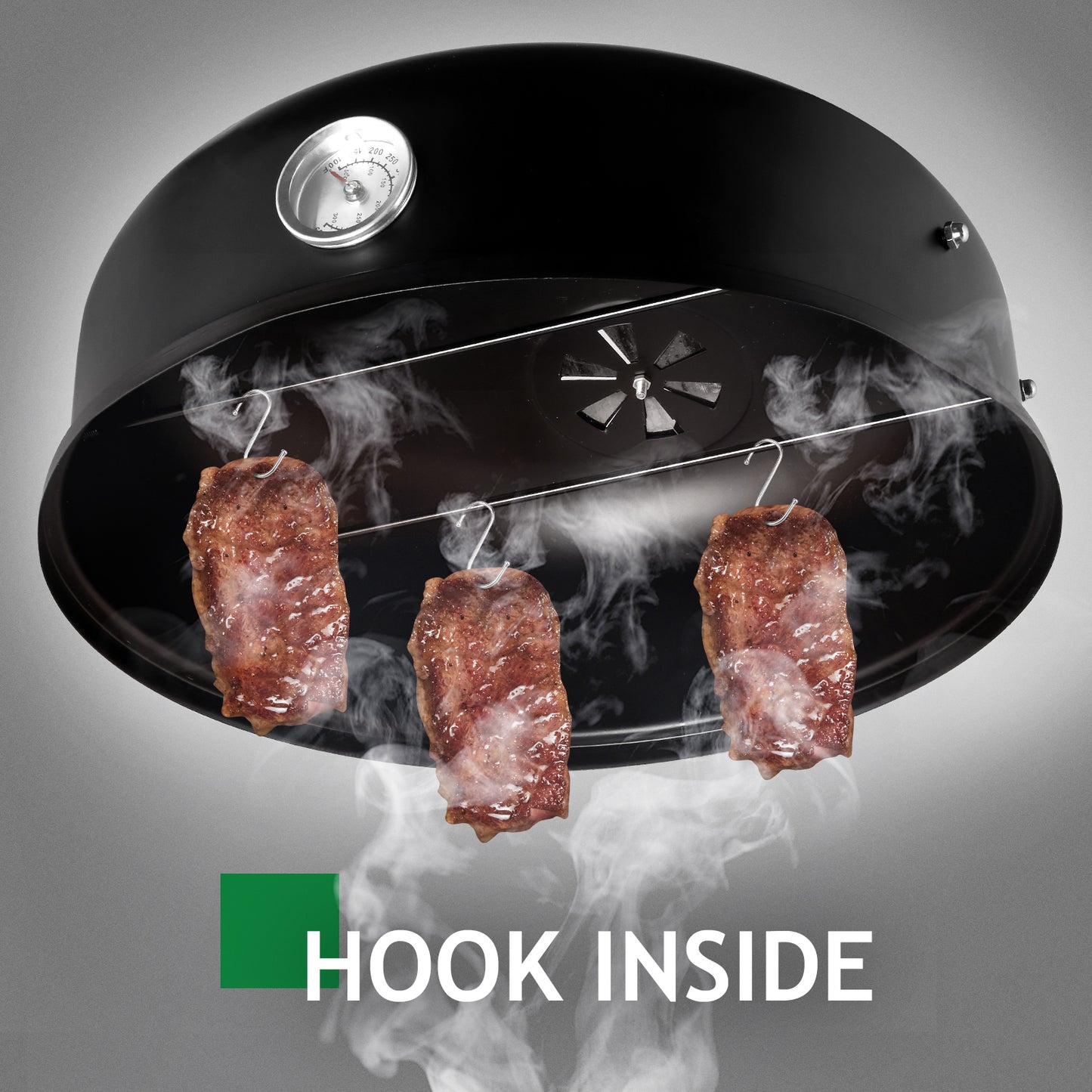 Black Charcoal Smoker Grill - Double-Walled Cylindrical BBQ Smoker 47x41.5x82cm