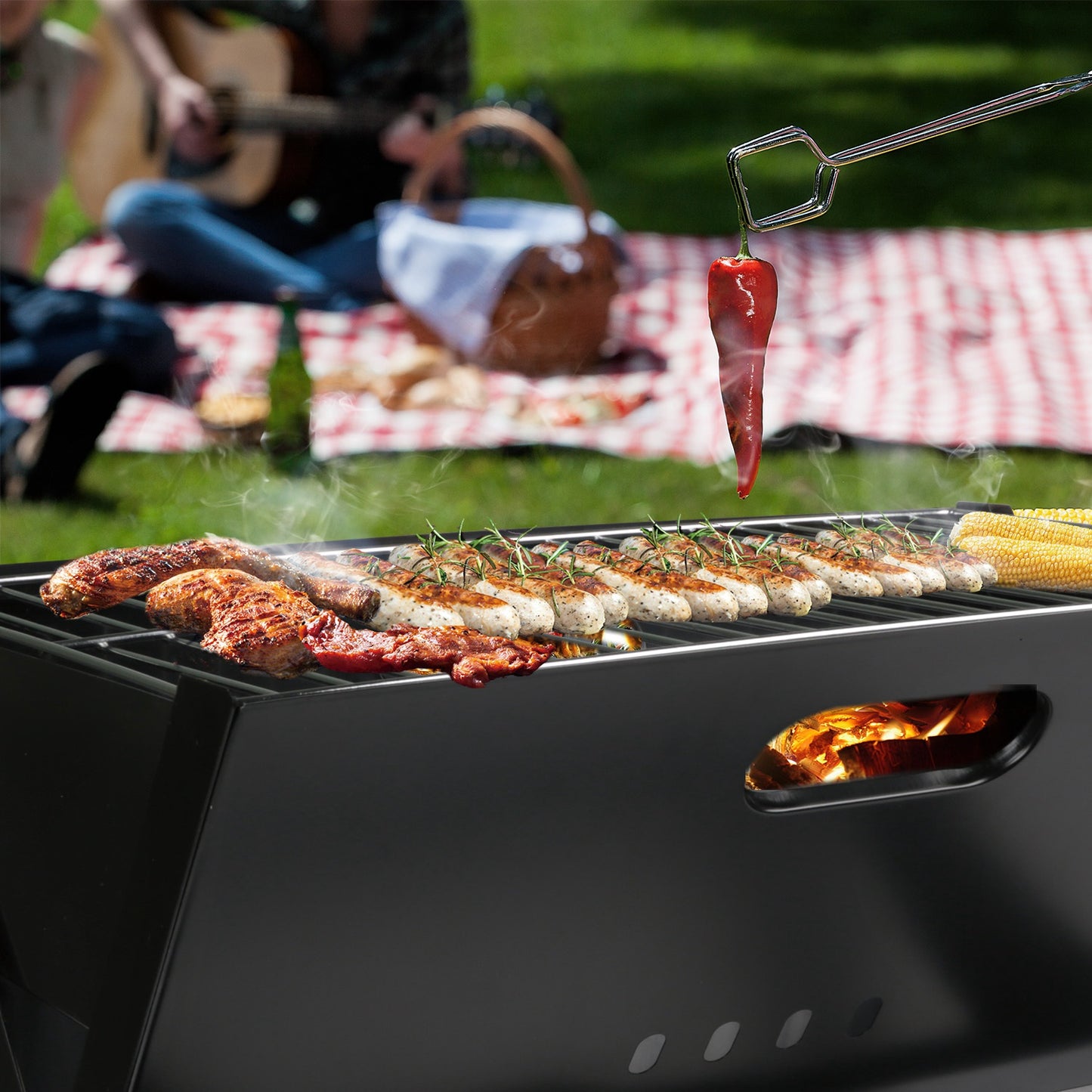 Portable Charcoal Grill - Foldable BBQ Grill for Camping, Garden & Outdoor Travel