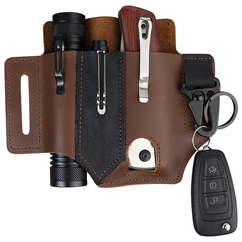 GEBWOLF Outdoor EDC Leather Multi-Function Tool & Knife Case