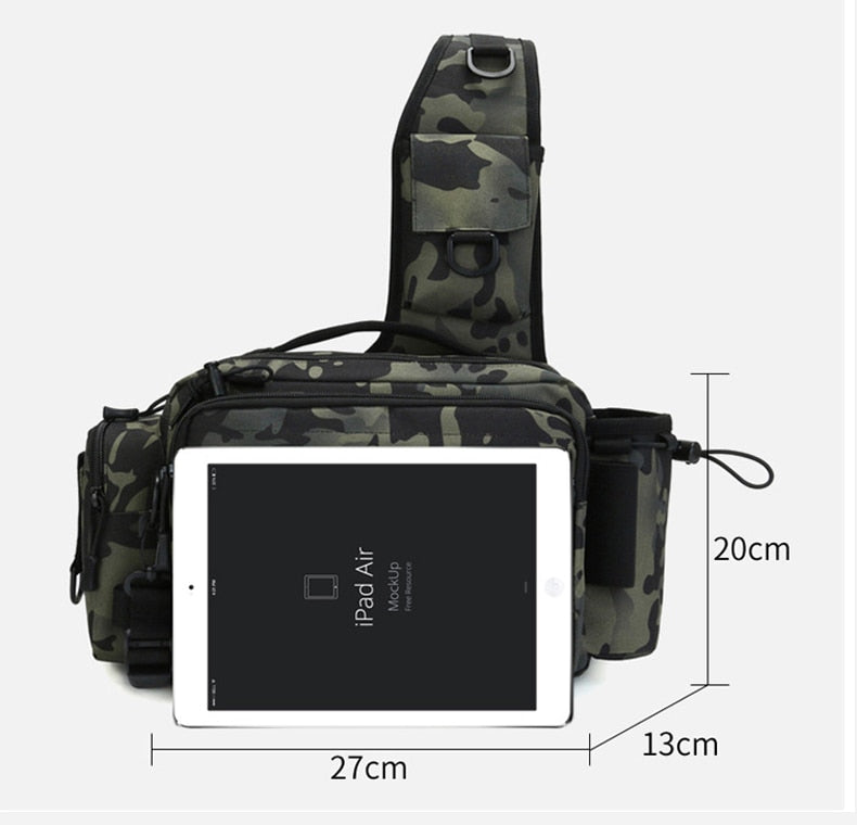 Multifunctional Fishing Tackle Bag X232G - Shoulder, Crossbody & Waist Pack