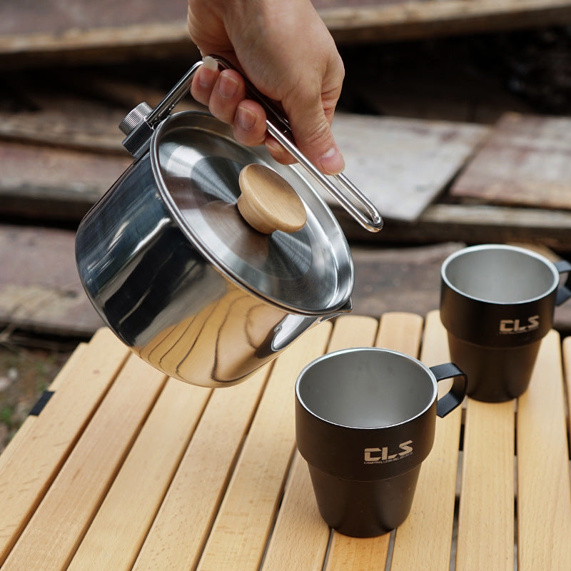Outdoor 304 Stainless Steel Kettle - Portable Camping Coffee & Teapot