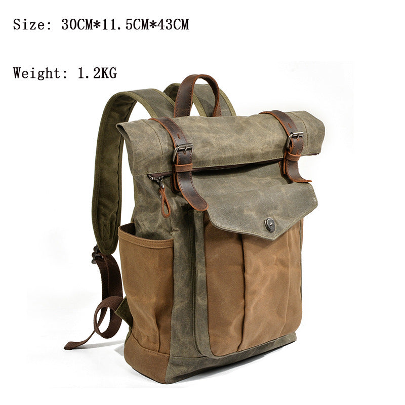 Men's Wax Canvas Backpack - Large Capacity Outdoor Hiking & Travel Bag