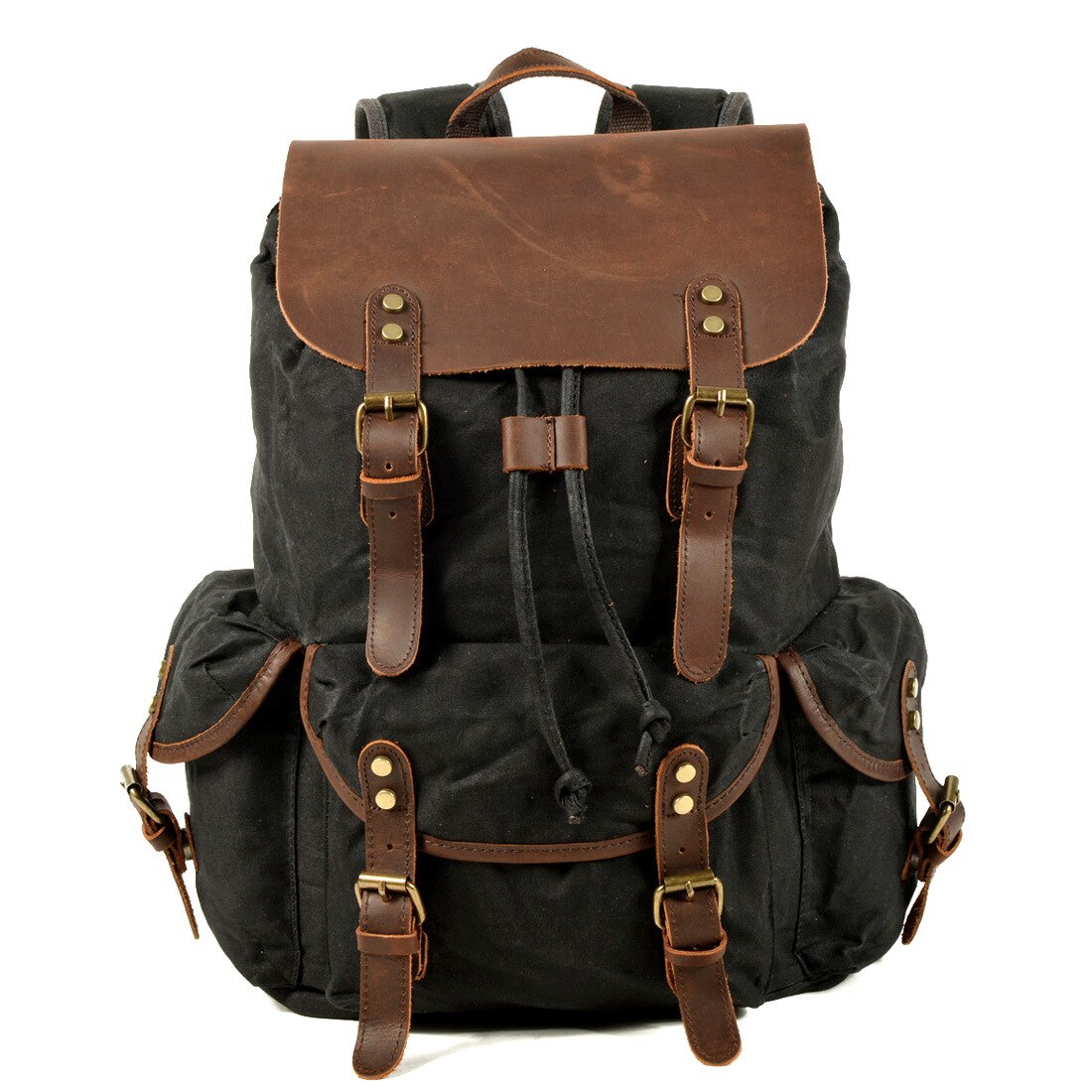 Men's Oil Wax Canvas Backpack - Retro Laptop, School & Travel Bag