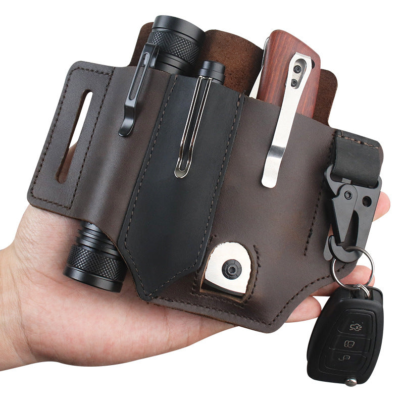 GEBWOLF Outdoor EDC Leather Multi-Function Tool & Knife Case