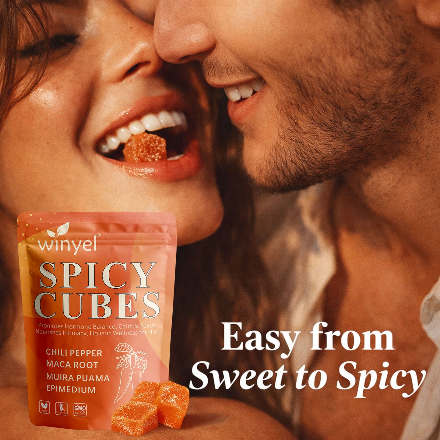 Spicy Intimacy Gummies - Chili Pepper, Maca & Muira Puama with Peach Flavor