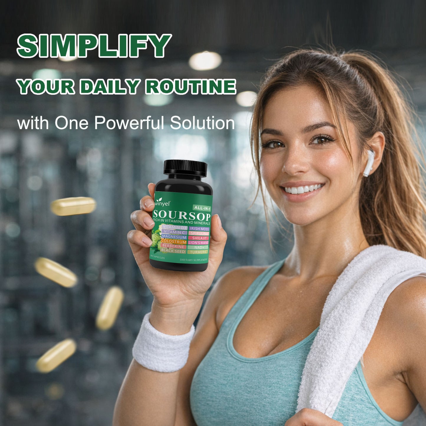 Soursop Herbal Supplement with 20 Herbal Extracts - Vegan Capsules for Daily Wellness