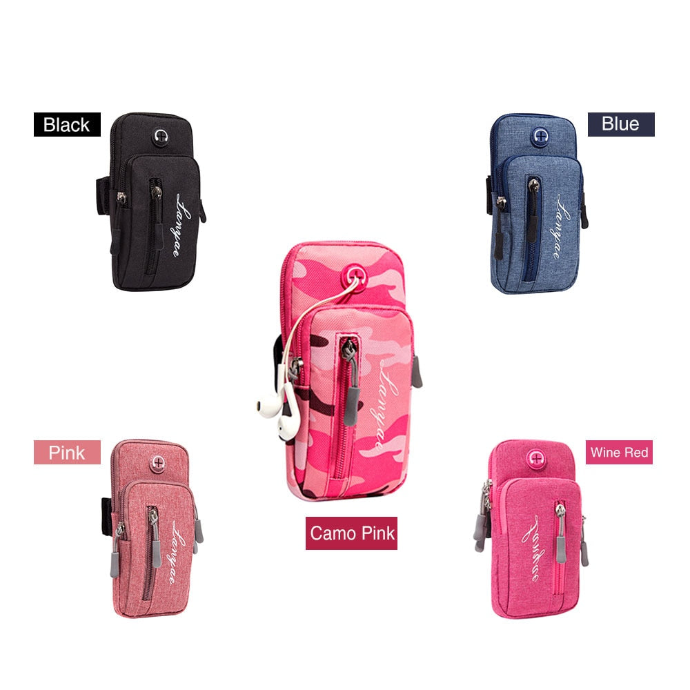 Simple Style Running Men Women Arm Bags for Phone Money Keys Outdoor Sports Arm Package Bag with Headset Hole