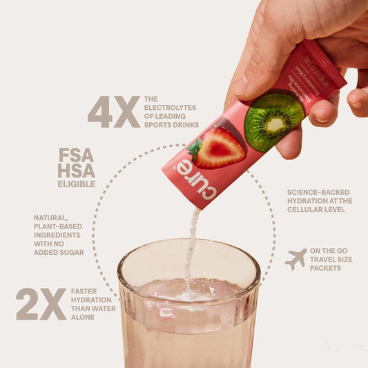 Oral Electrolyte Solution Cure® Strawberry Kiwi Flavor 7.6 Gram Electrolyte