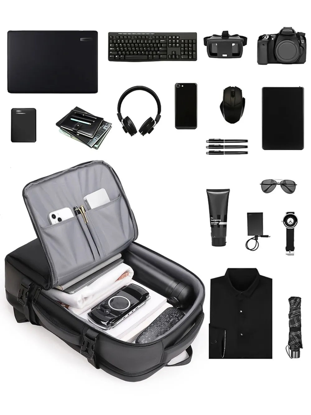 Multi-Pockets Adjustable Straps Backpack Bag - Versatile Travel & Outdoor Pack