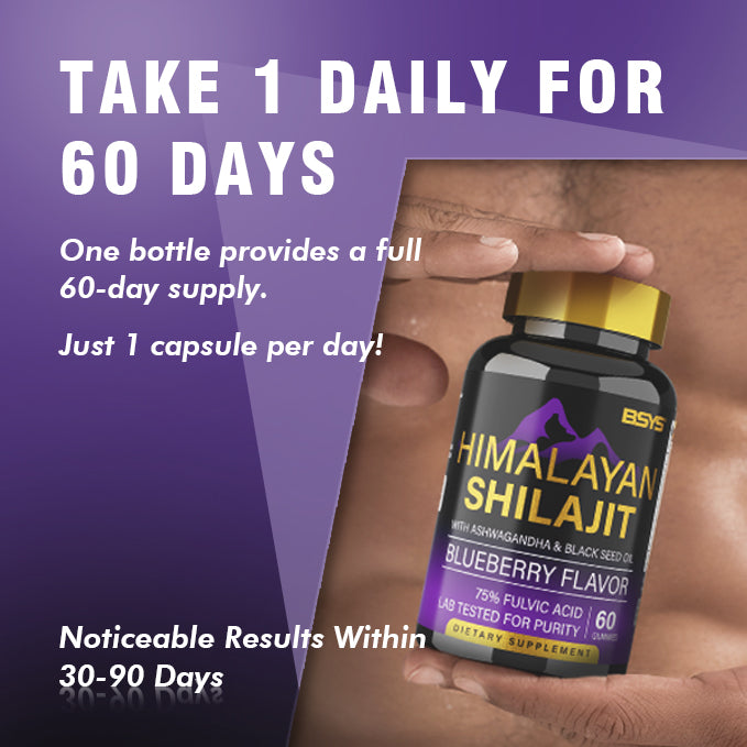 BSYS Shilajit Gummies for Energy - 60 Count Energy, Stamina & Vitality Support