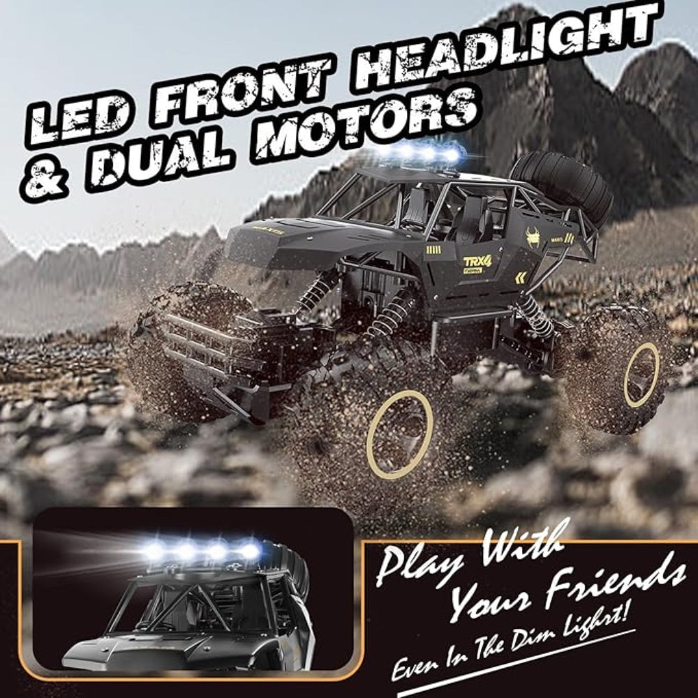 Rc Car Rock Crawler Rechargeable Off Road Truck 4WD , Metal Shell LED Headlights