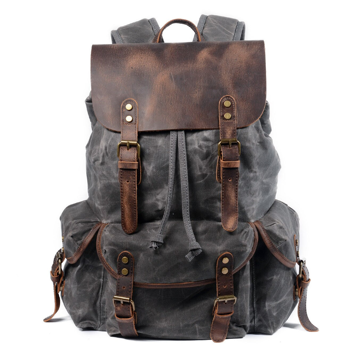 Men's Oil Wax Canvas Backpack - Retro Laptop, School & Travel Bag