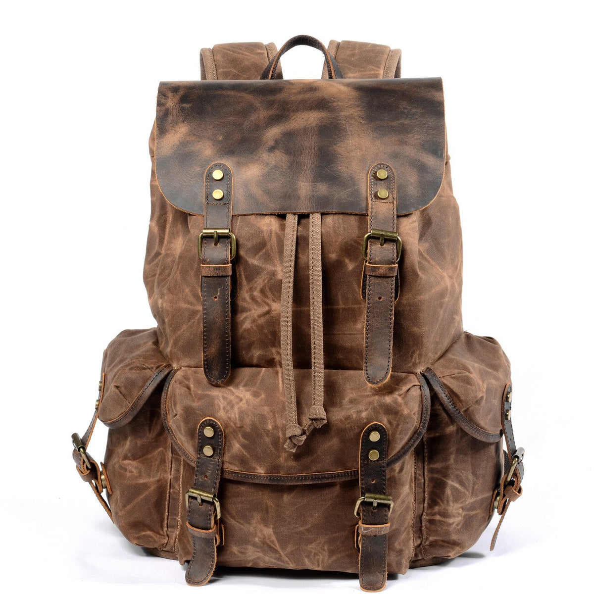 Men's Oil Wax Canvas Backpack - Retro Laptop, School & Travel Bag