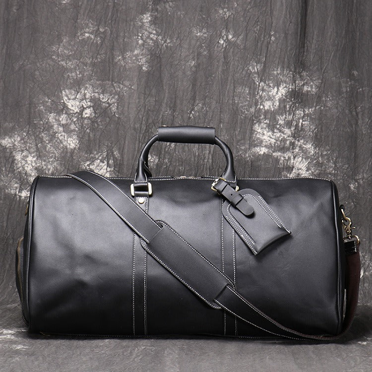 Retro Genuine Leather Travel Bag - Large Crazy Horse Cowhide Duffel