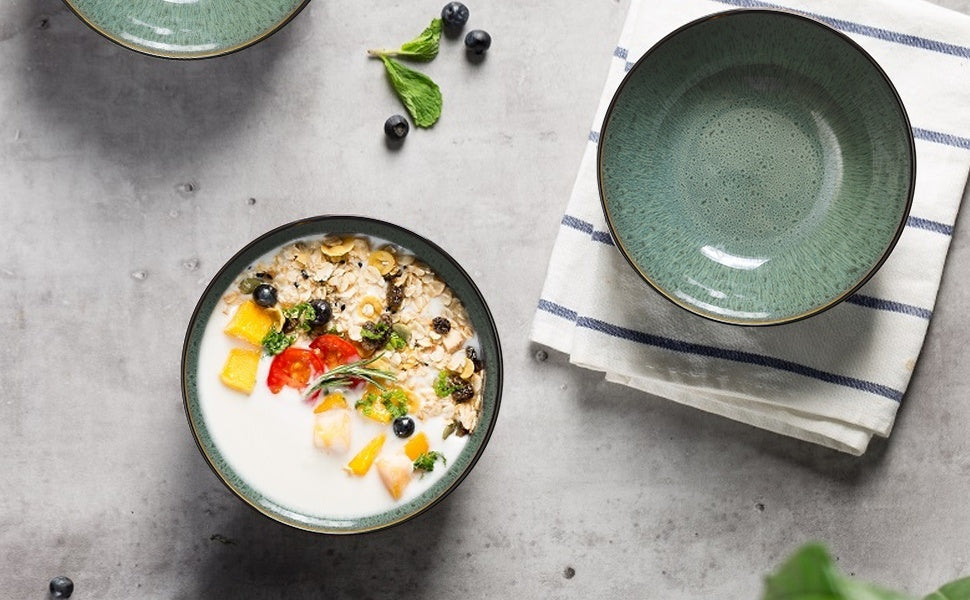 Creative Western  Kiln Change Peacock Green Bowl 30oz Bowl