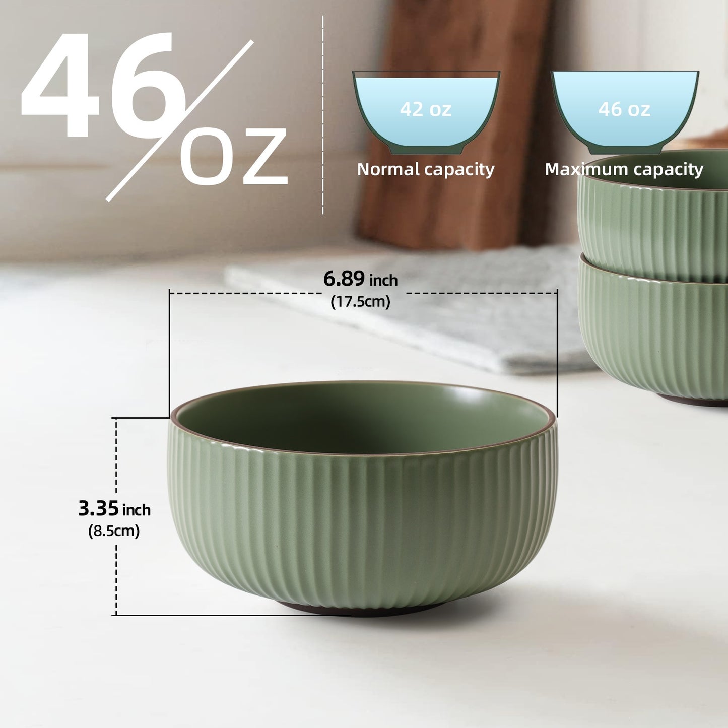 Ceramic Bowls For Kitchen, 46oz Bowl Set Of 4