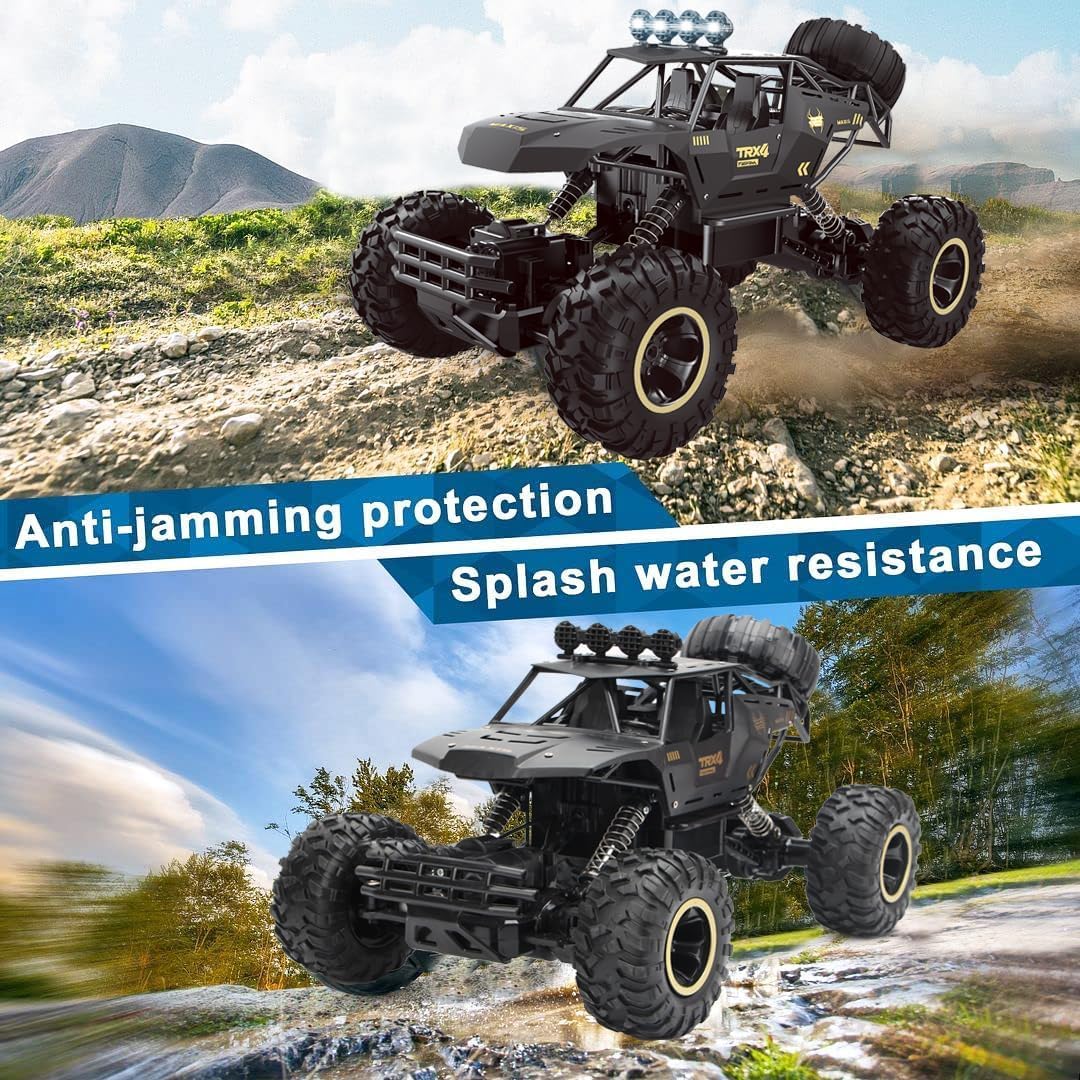 Rc Car Rock Crawler Rechargeable Off Road Truck 4WD , Metal Shell LED Headlights