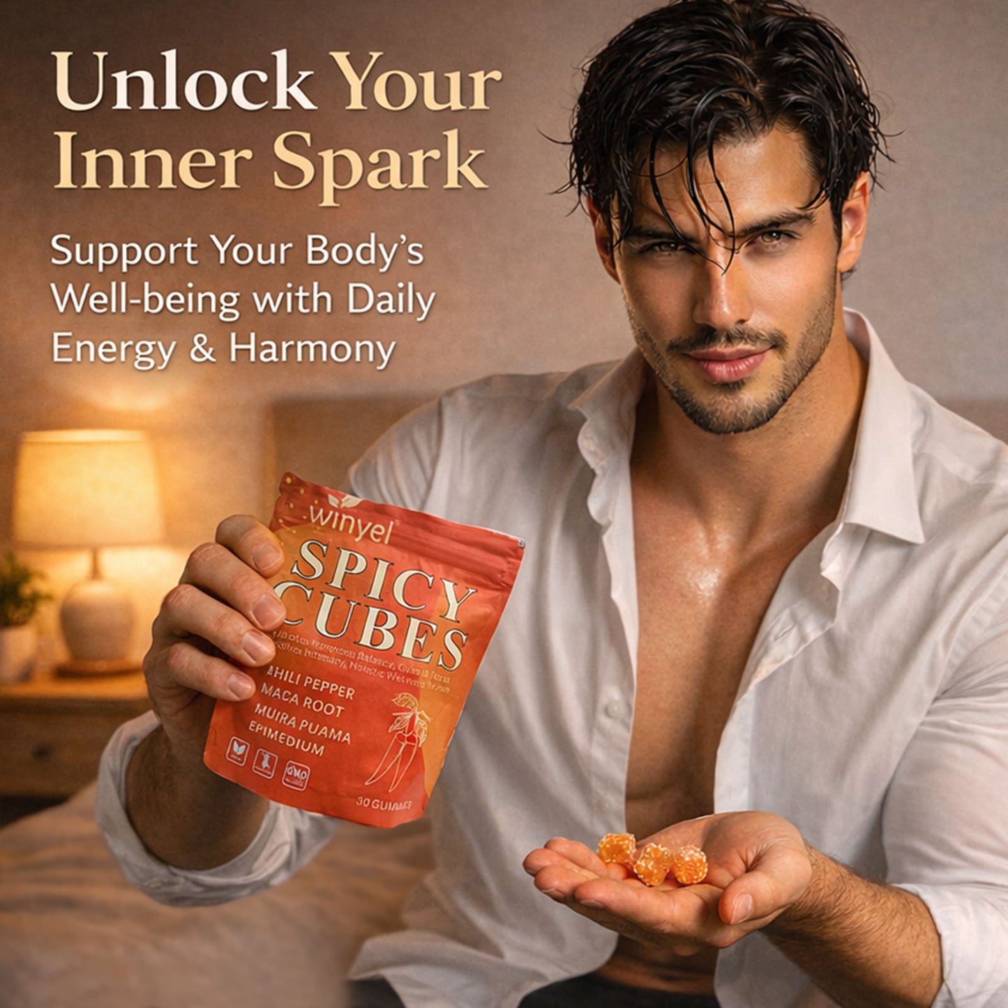 Spicy Intimacy Gummies - Chili Pepper, Maca & Muira Puama with Peach Flavor