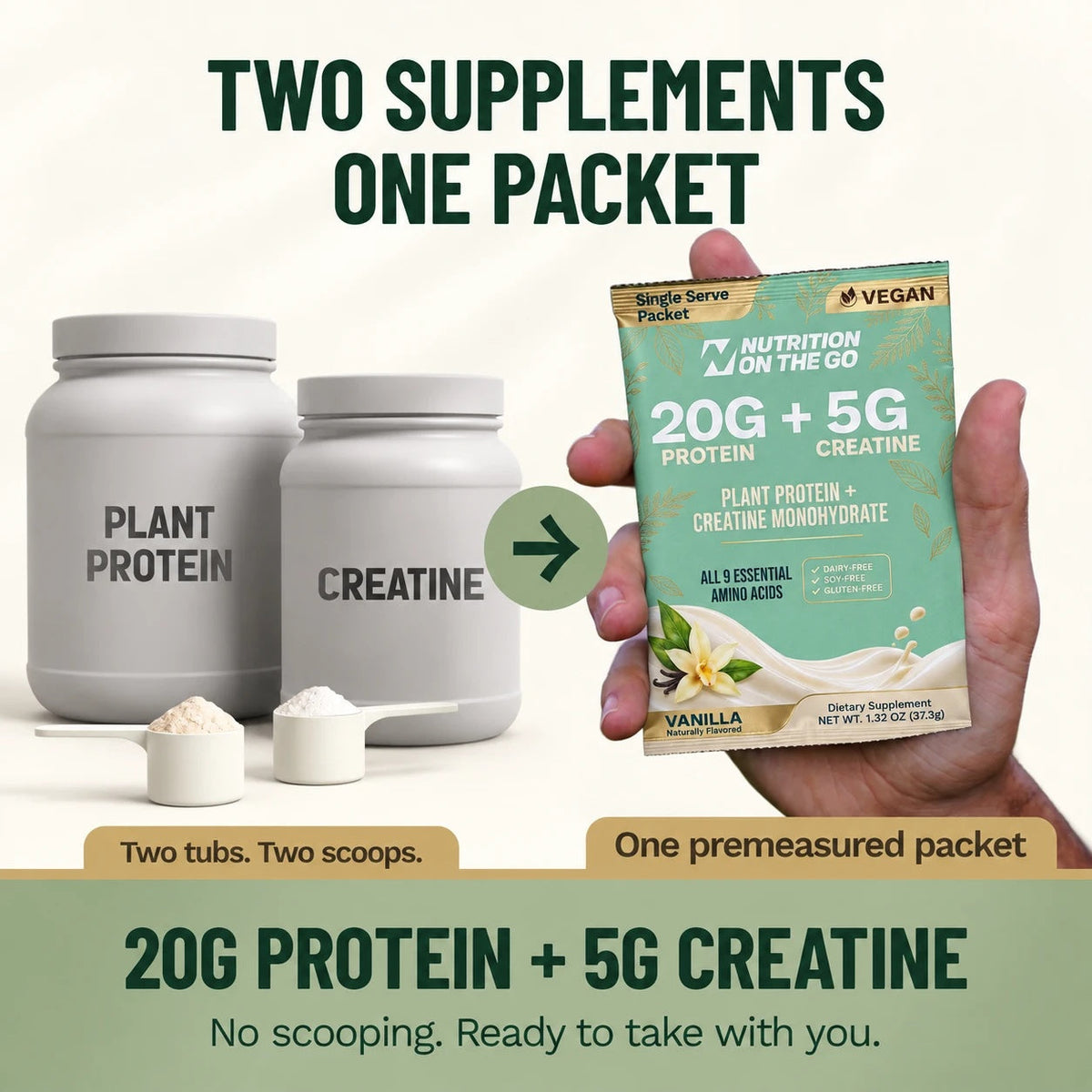 2-in-1 Vegan Protein + Creatine Travel Packets